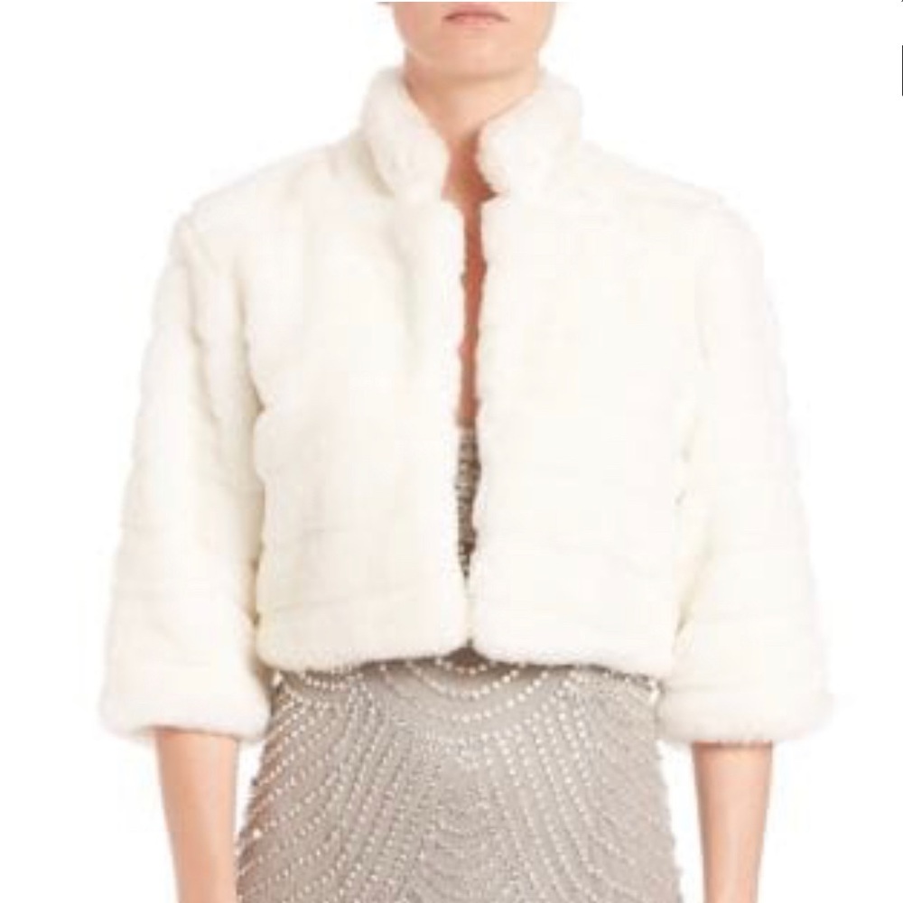 Alberto Makali XL faux rabbit fur bolero jacket